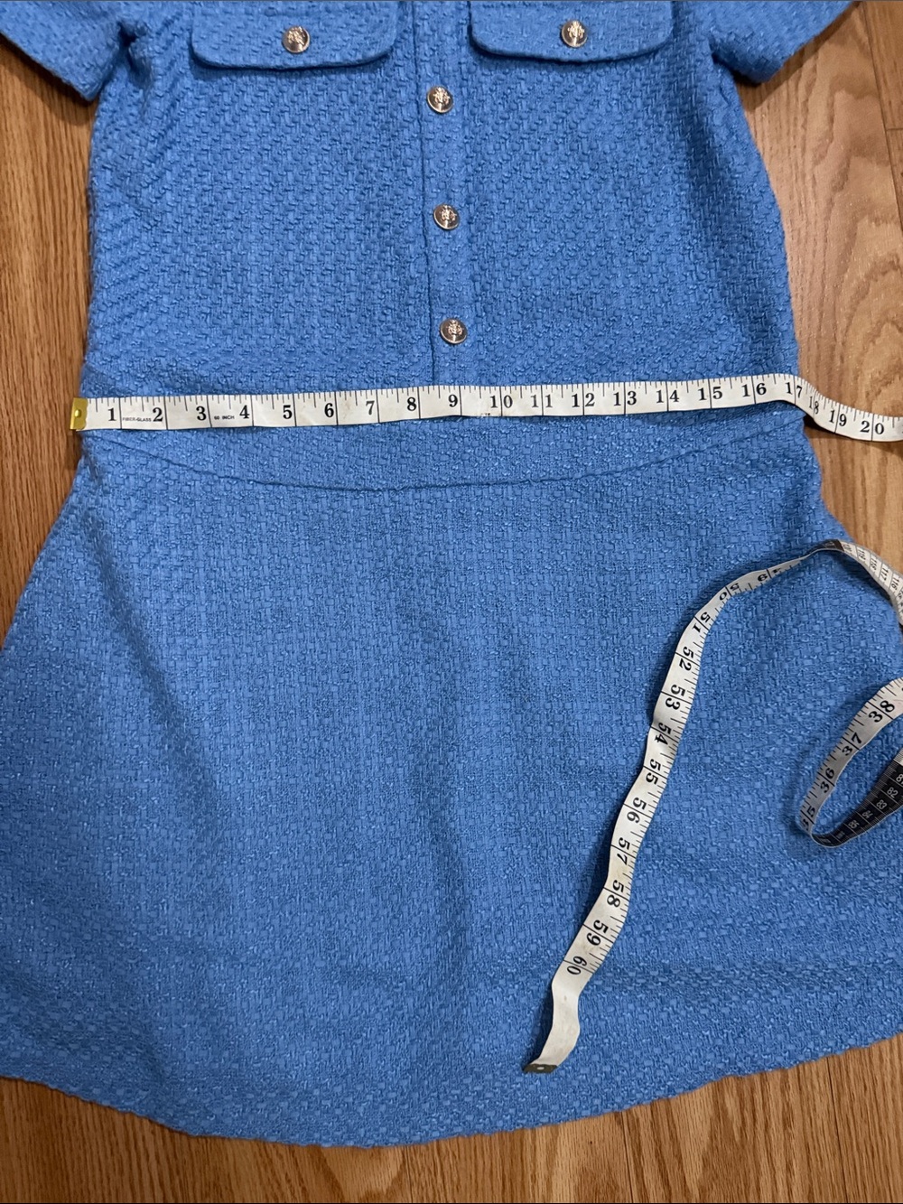 Ann Taylor Tweed Flare Dress in Blue Skies. - Picture 12 of 14